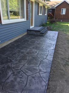 Stamp Concrete Front Patio with Stone Step & Landing (Webster) Stamp Concrete Front Patio with Stone Step & Landing (Webster)